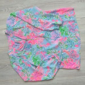 Lilly Pulitzer S 100% silk long sleeve shirt blouse blue bright color co…
